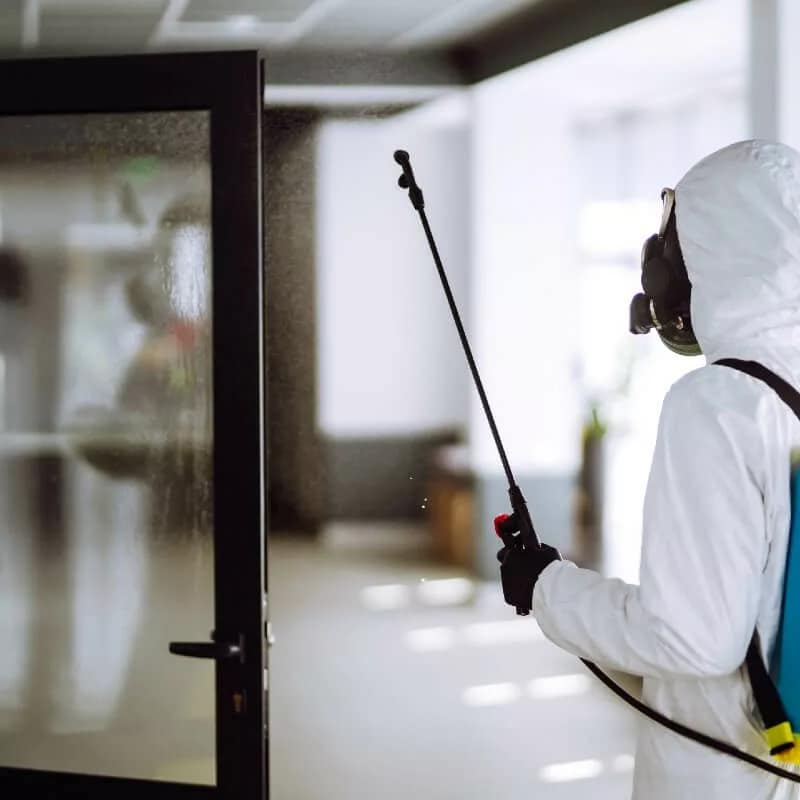 Best Disinfecting Services with COVID-19 Certifications from the CDC & EPA Disinfecting Service Thumbnail - An Exceptional Disinfecting Specialist Spraying an Office Room